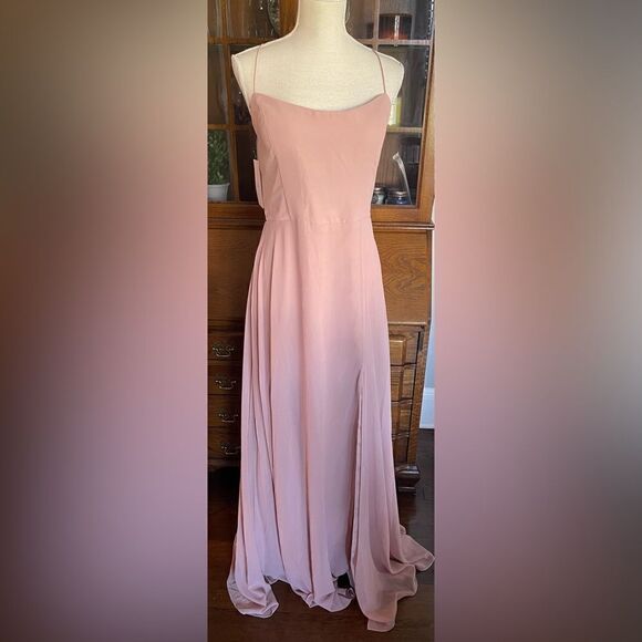 Anthropologie - Jenny Yo Collection Dusty Rose Tie Back Bridesmaid Gown Dress - Picture 3 of 5